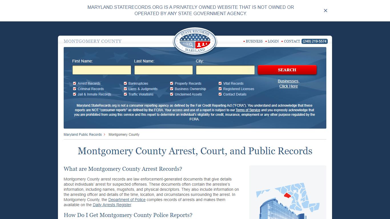 Montgomery County Arrest, Court, and Public Records